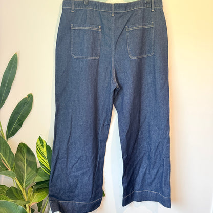 Wide High Rise Size 24 (108cm Waist) High-Waist Wide-Leg Denim Jeans