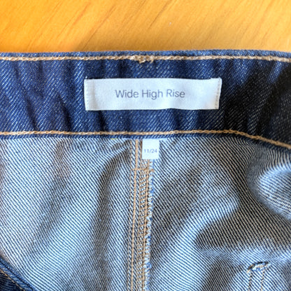 Wide High Rise Size 24 (108cm Waist) High-Waist Wide-Leg Denim Jeans