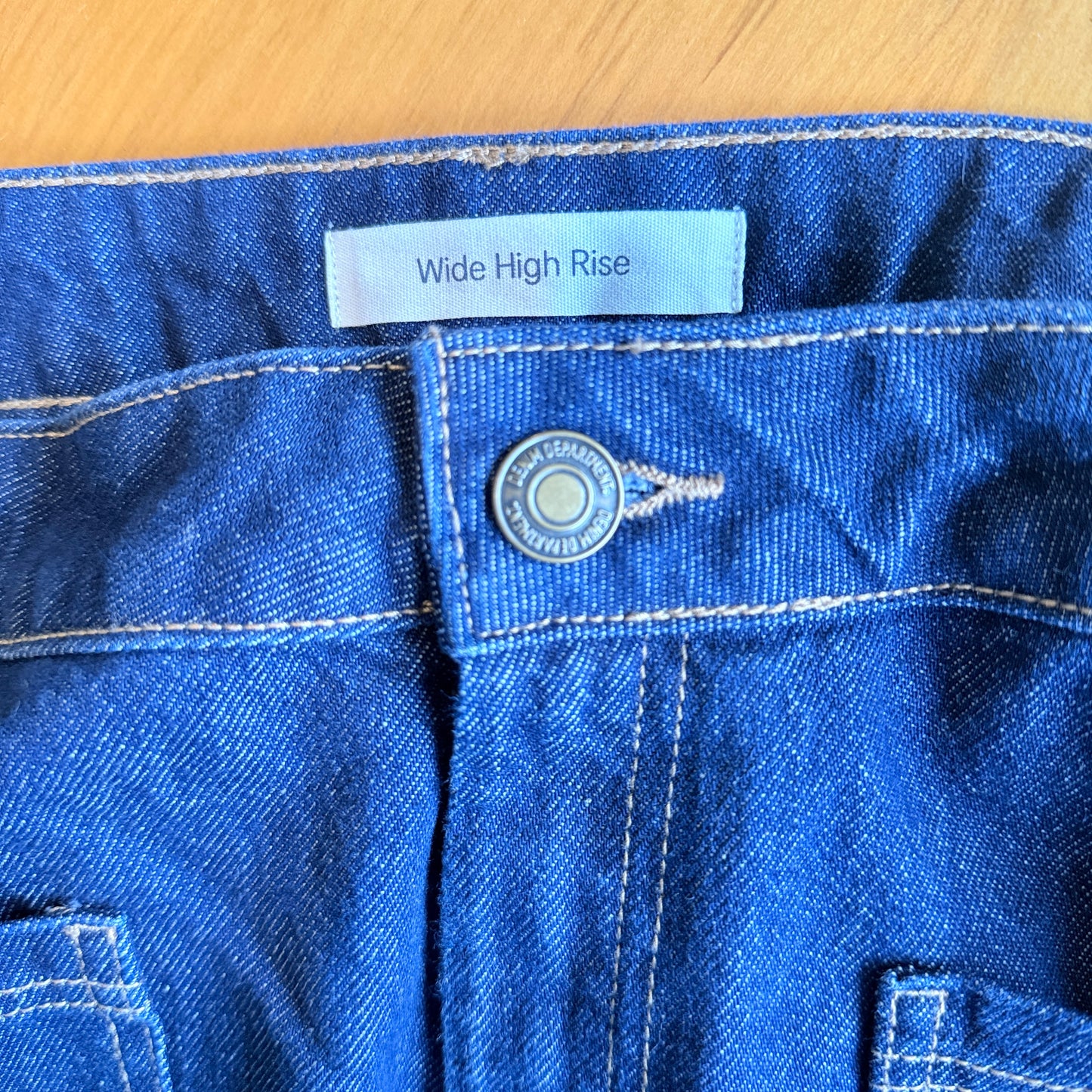 Wide High Rise Size 24 (108cm Waist) High-Waist Wide-Leg Denim Jeans