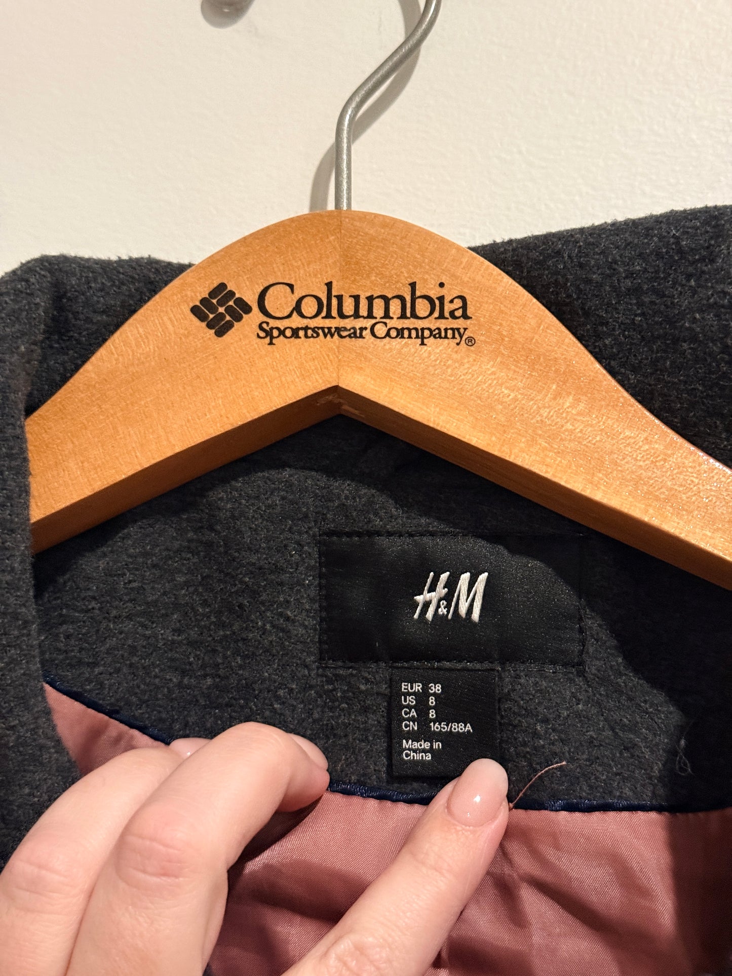 H&M Belted Wool Blend Coat Charcoal Grey - 12