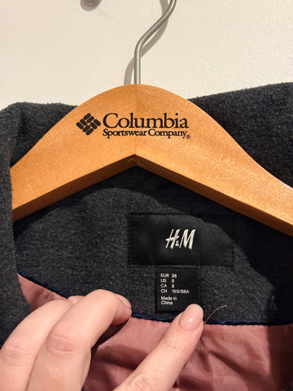 H&M Belted Wool Blend Coat Charcoal Grey - 12
