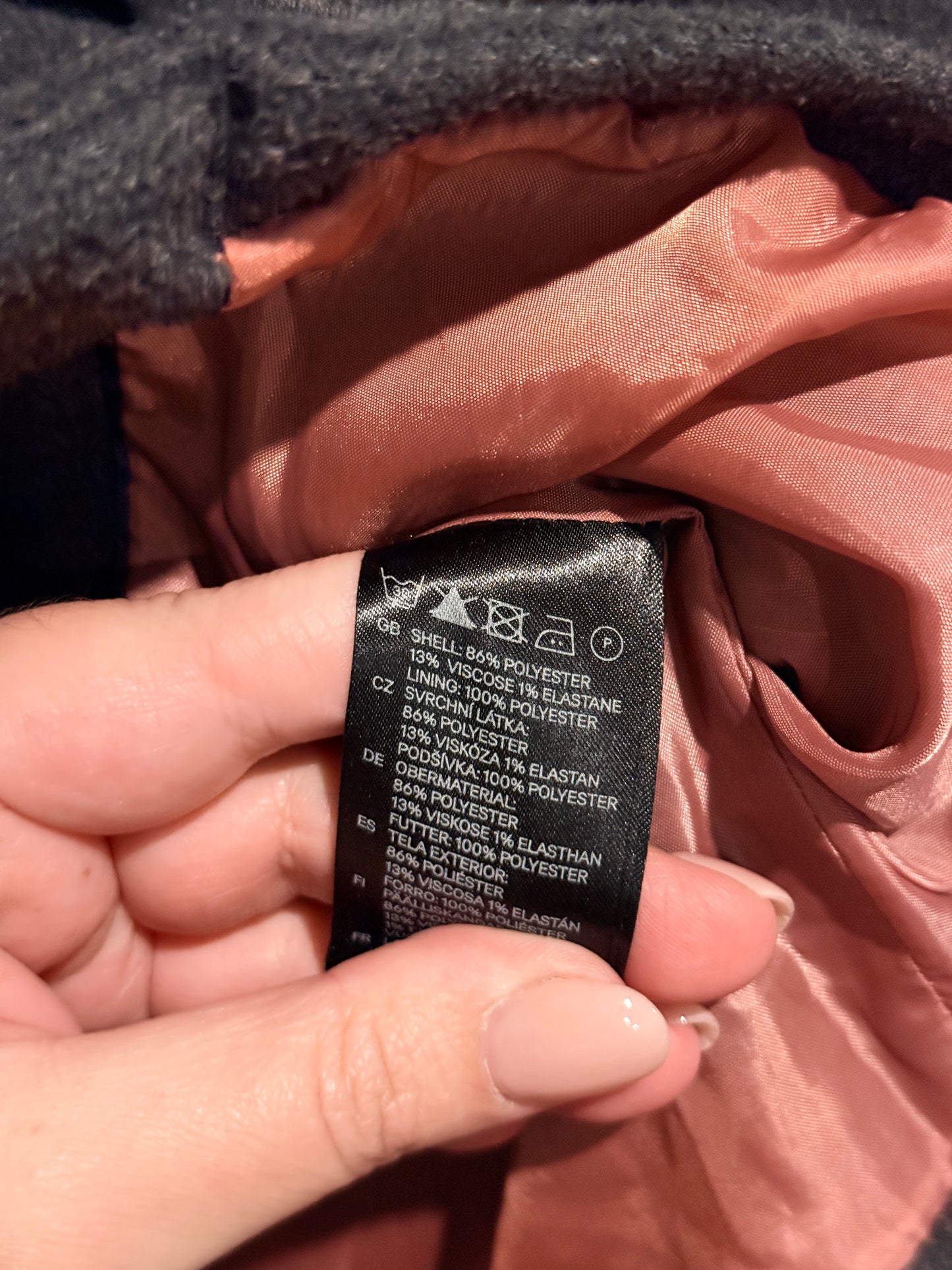 H&M Belted Wool Blend Coat Charcoal Grey - 12