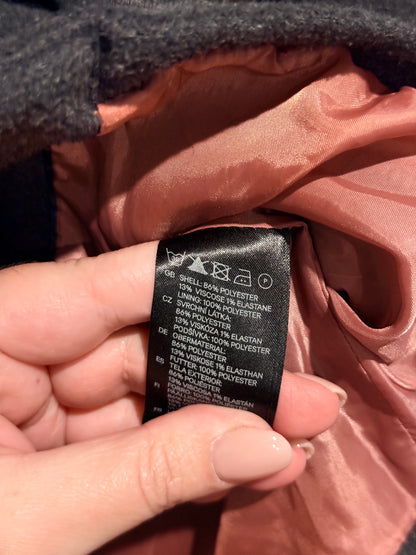 H&M Belted Wool Blend Coat Charcoal Grey - 12