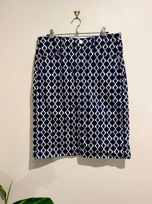 Sportscraft Printed Skirt Navy White - 10