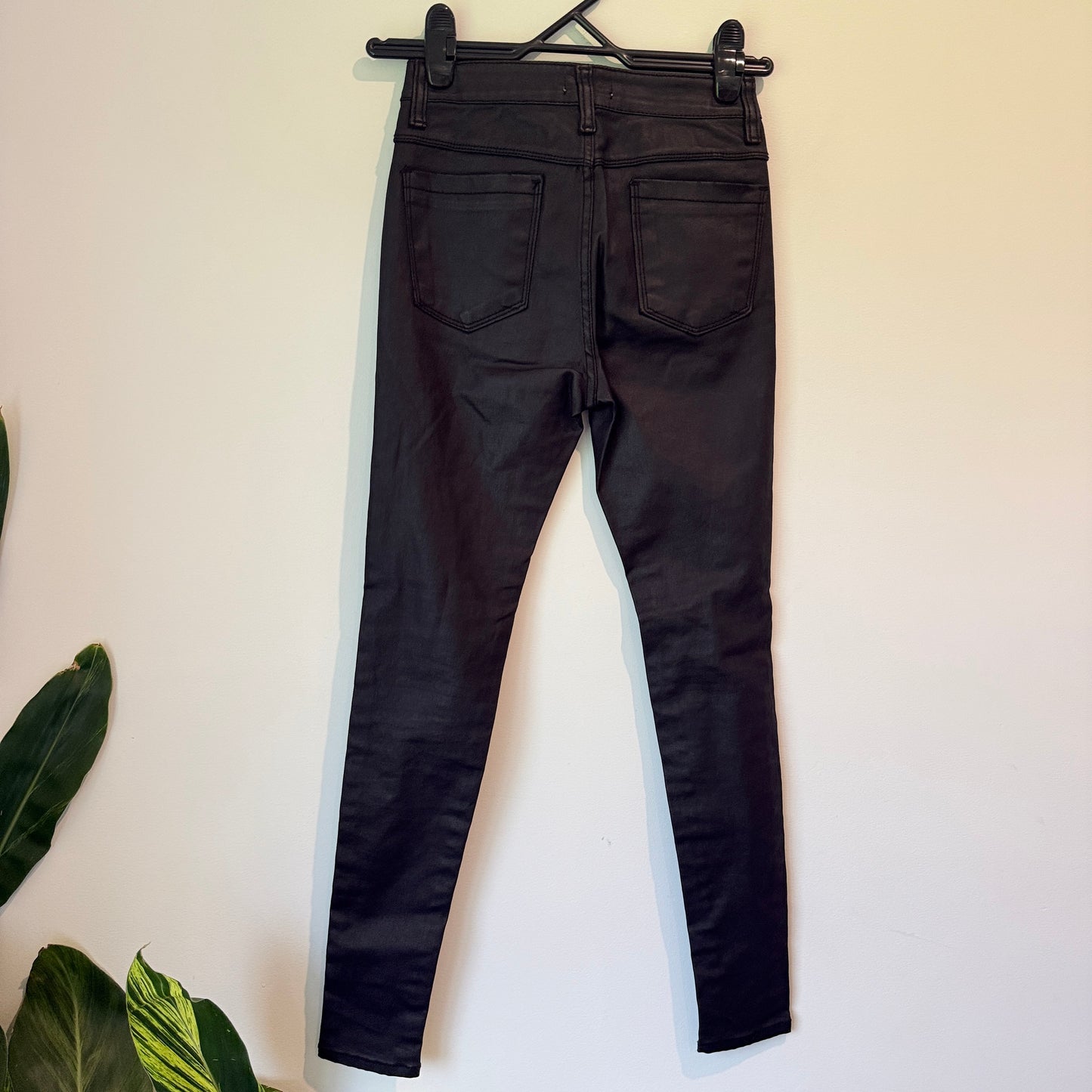 Labor 66cm Waist Black Coated Skinny Jeans