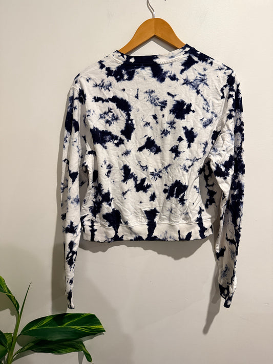 STRUGG Cropped Sweatshirt Navy White Tie-Dye - L