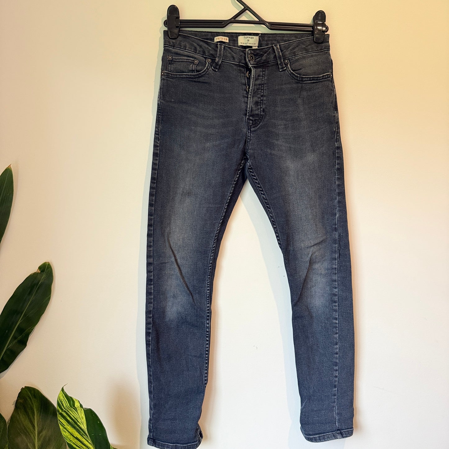 Topman Size 28S Dark Gray Washed Denim Jeans