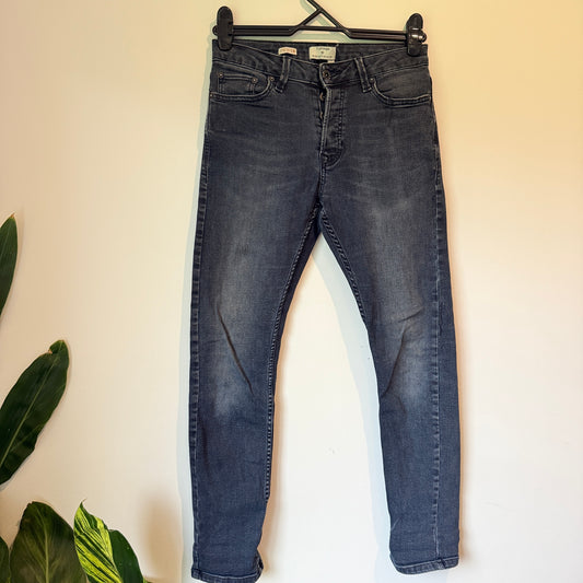 Topman Size 28S Dark Gray Washed Denim Jeans