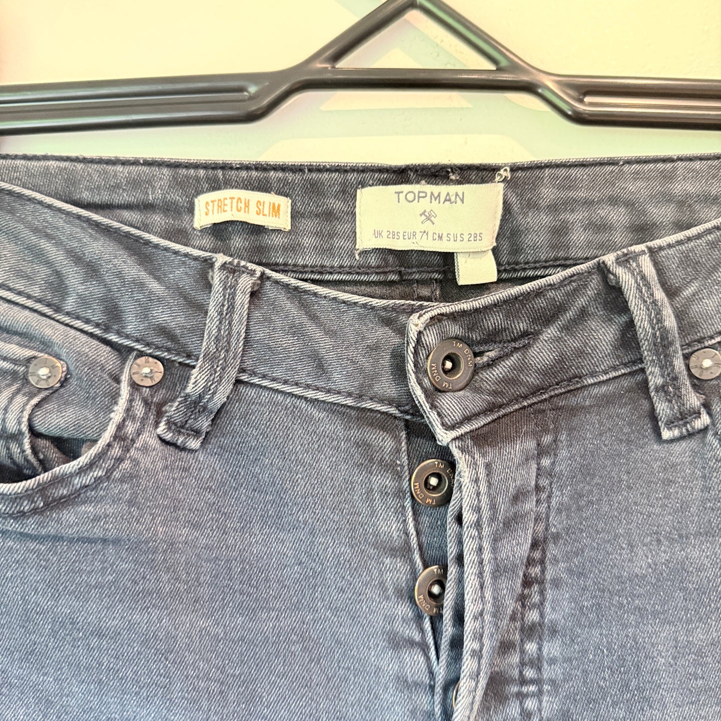 Topman Size 28S Dark Gray Washed Denim Jeans