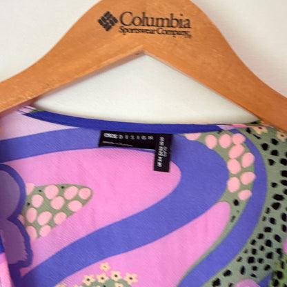 ASOS DESIGN Curve Abstract Floral Tie-Front Midi Dress