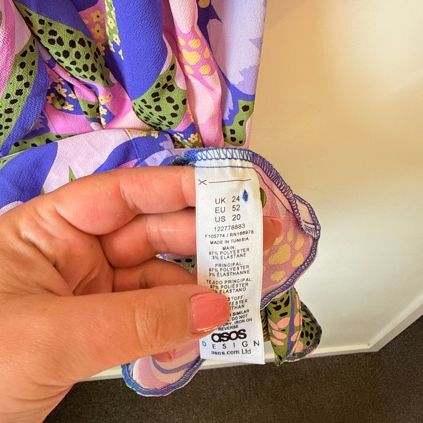 ASOS DESIGN Curve Abstract Floral Tie-Front Midi Dress