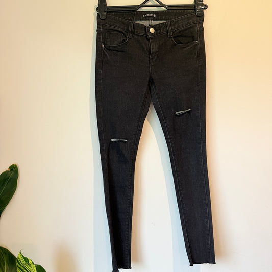 We're Labor Size 25 Black Frayed Skinny Jeans (67cm Waist)