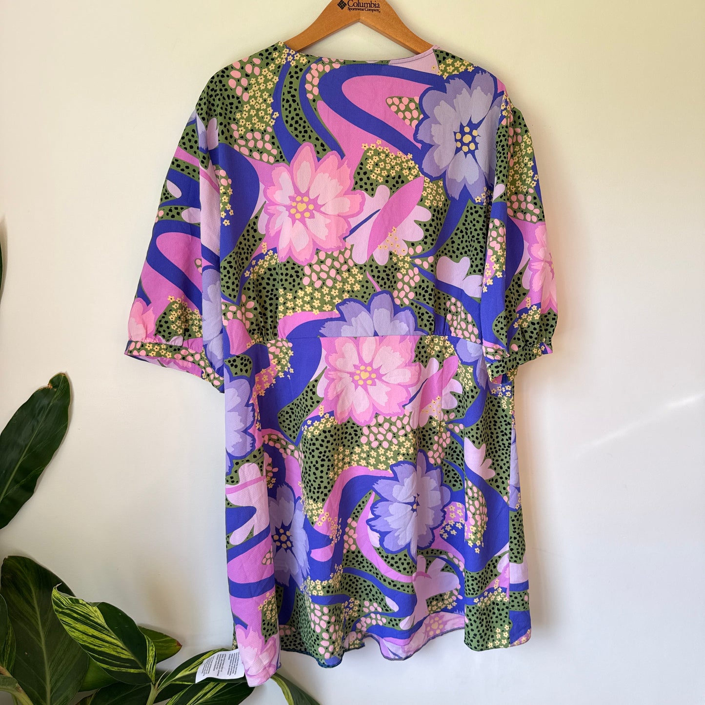 ASOS DESIGN Curve Abstract Floral Tie-Front Midi Dress