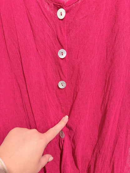 Platform Sheer Button Front Tunic Top Red - M