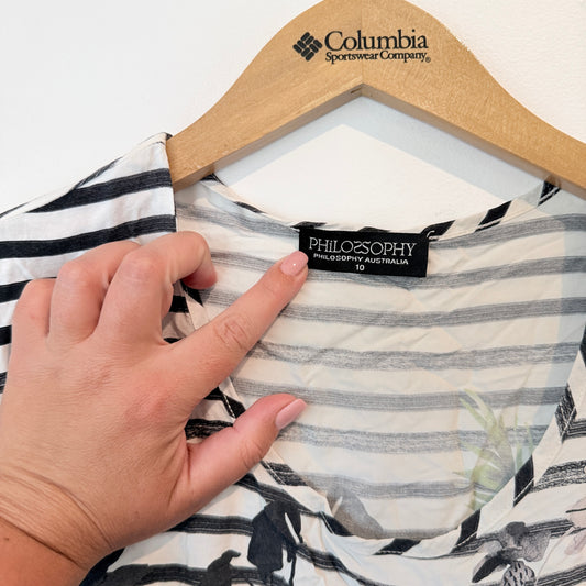Philosophy Size 10 Striped Short-Sleeve Top