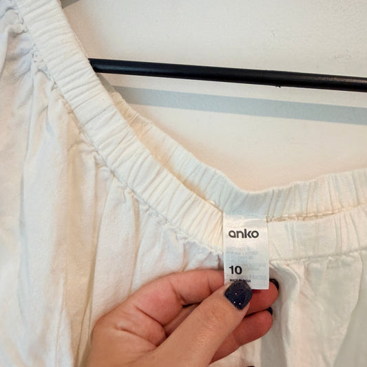 Anko Size 10 White Puff Sleeve Top