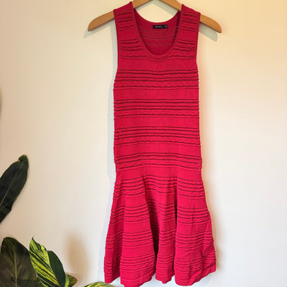Moma Size 30 (76cm U/Arm) Red Sleeveless Textured Knit Fit-and-Flare Dress