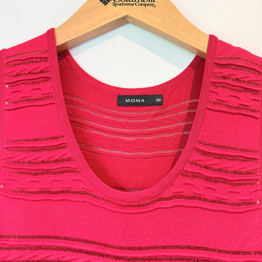 Moma Size 30 (76cm U/Arm) Red Sleeveless Textured Knit Fit-and-Flare Dress