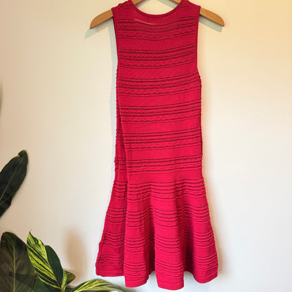 Moma Size 30 (76cm U/Arm) Red Sleeveless Textured Knit Fit-and-Flare Dress