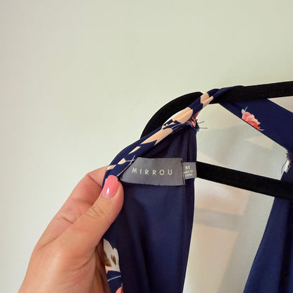 Mirrou Navy Floral Halter Neck Dress - Size M