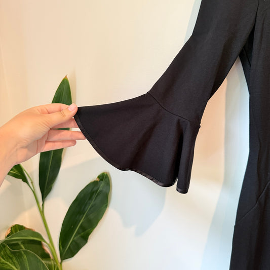 Cue Size 8 Black Bell Sleeve Sheath Dress