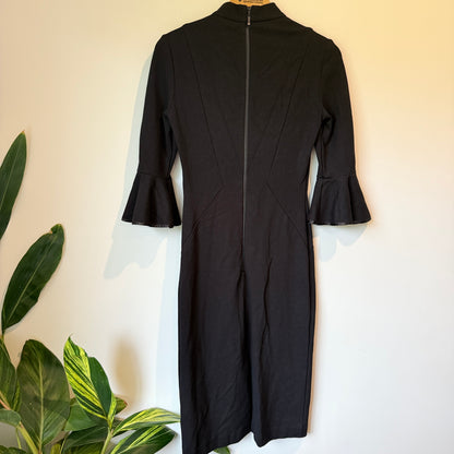 Cue Size 8 Black Bell Sleeve Sheath Dress