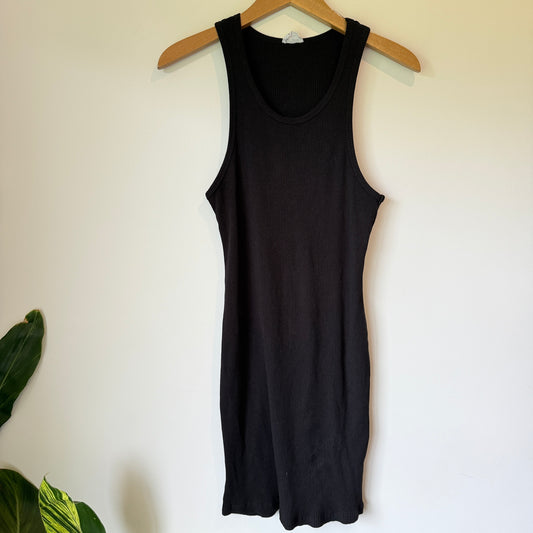 Cotton:On Size L Black Ribbed Bodycon Midi Dress