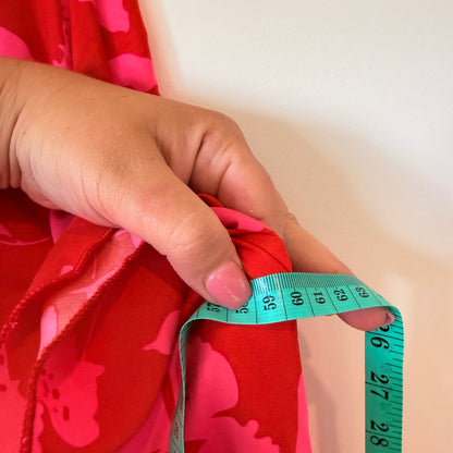 Floral Faux Wrap Dress Red & Pink