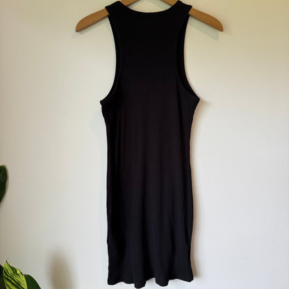 Cotton:On Size L Black Ribbed Bodycon Midi Dress