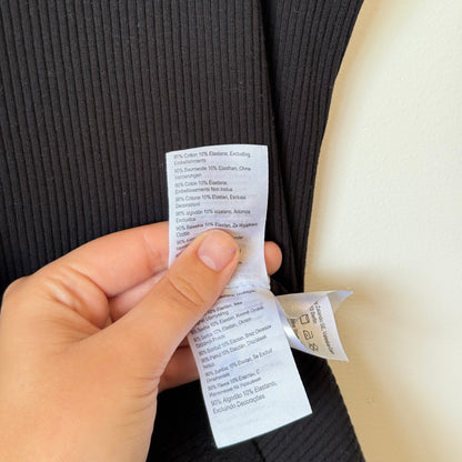 Cotton:On Size L Black Ribbed Bodycon Midi Dress