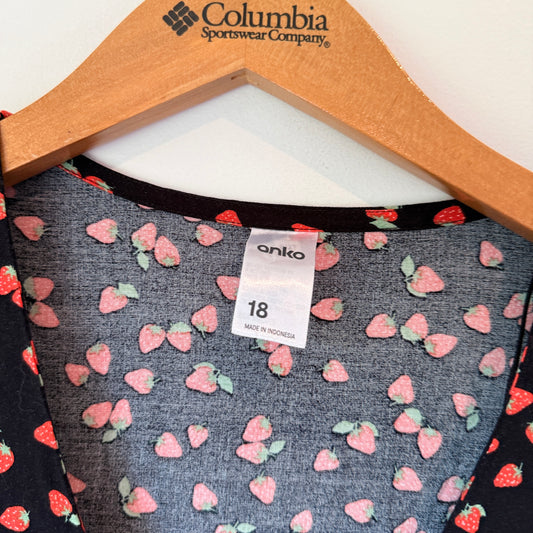 Anko Strawberry Print Button Front Dress - Size 18