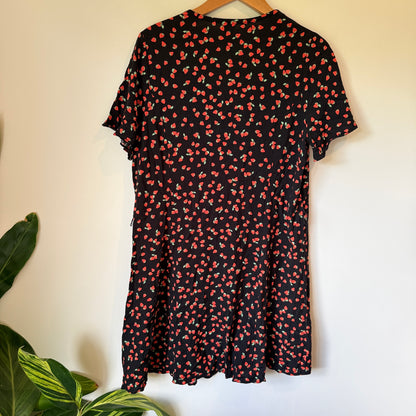 Anko Strawberry Print Button Front Dress - Size 18