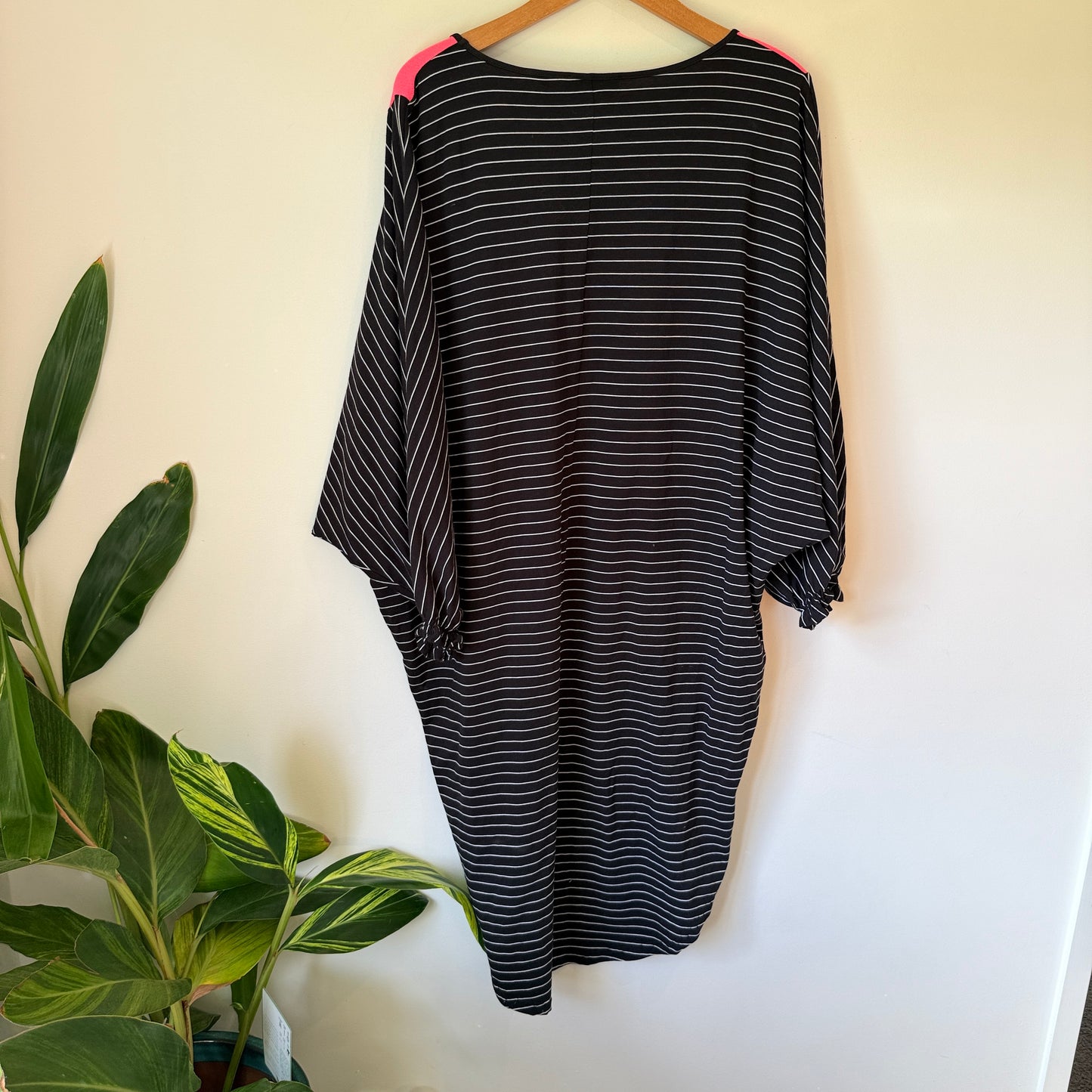 Stella Royal Black & White Striped Tunic Dress with Pink Panel - Size 2