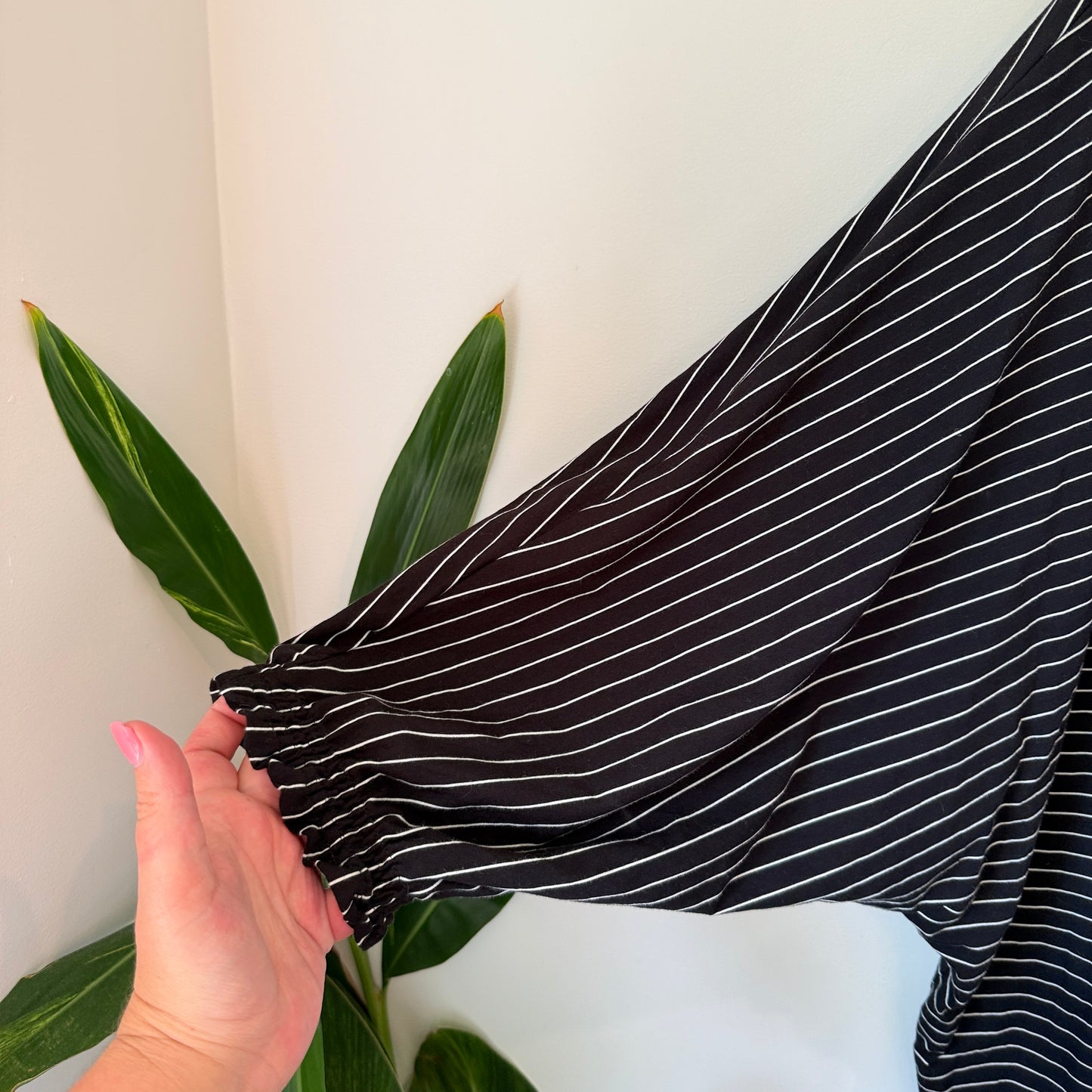 Stella Royal Black & White Striped Tunic Dress with Pink Panel - Size 2