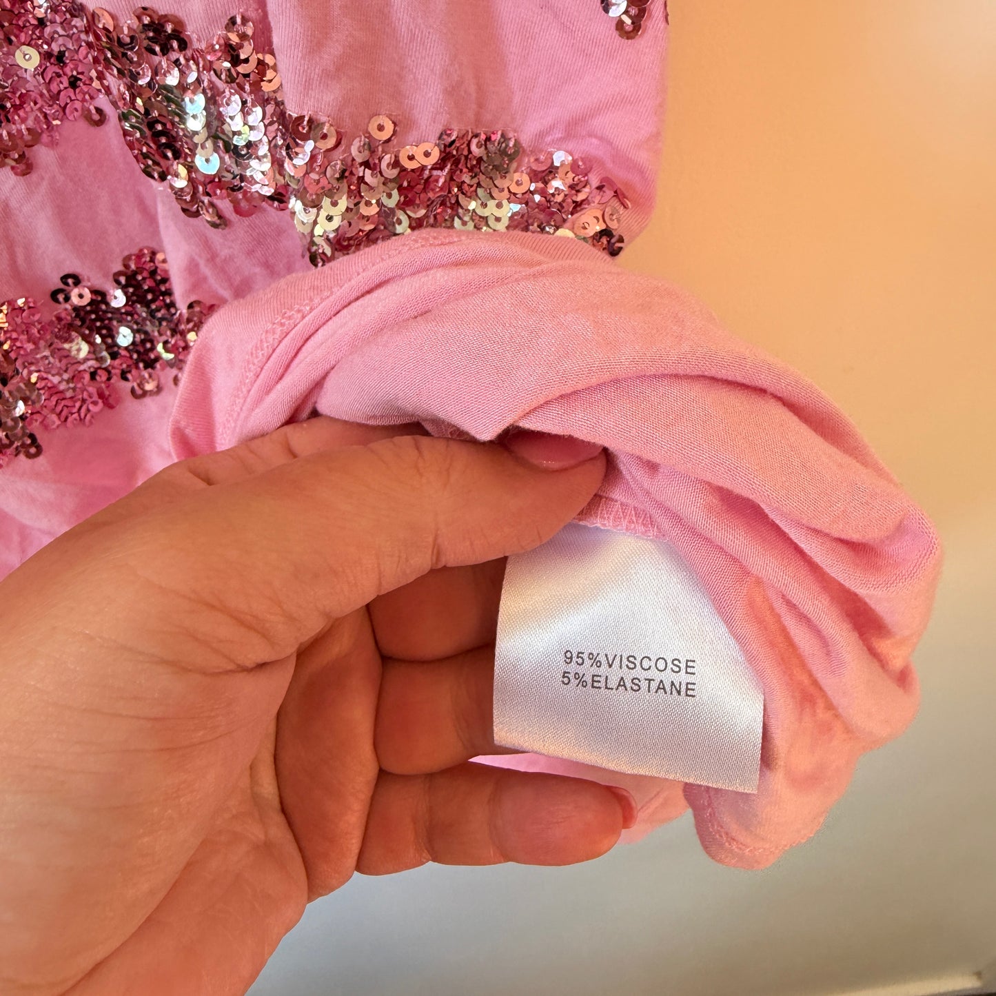 Studio Curve Sequin Stripe T-Shirt Pink - Size 3XL