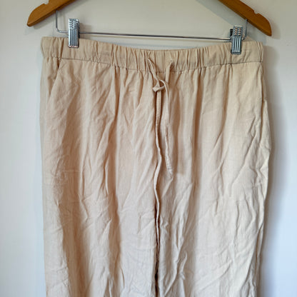White Fox Linen Blend Pants Beige - Size XL