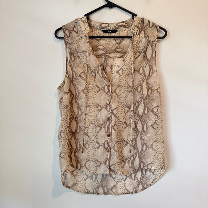 Brand Unknown U/Arm to U/Arm 47cm Snake Print Pattern Sleeveless Top