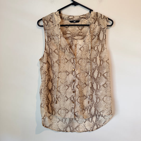 Brand Unknown U/Arm to U/Arm 47cm Snake Print Pattern Sleeveless Top