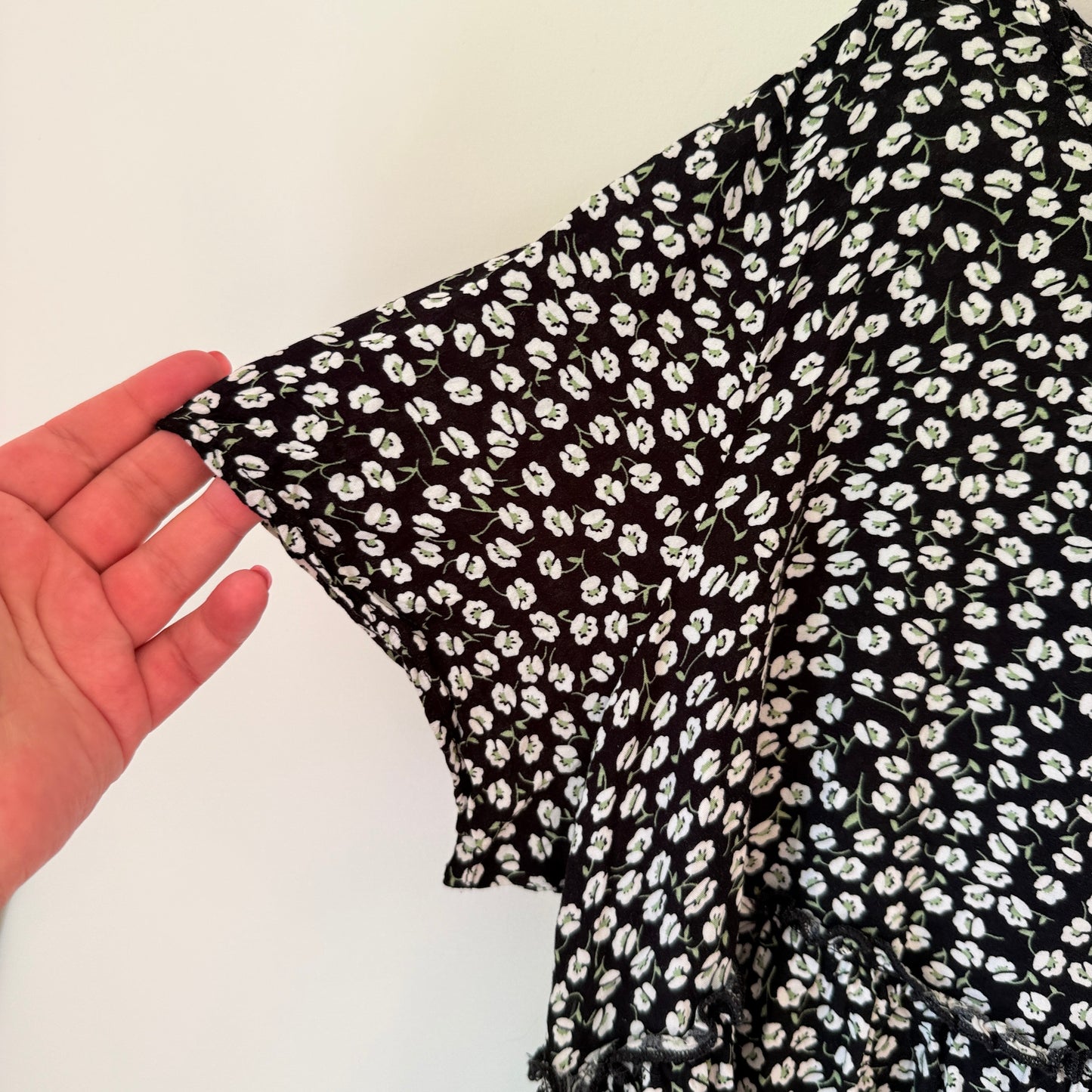 Shein Curve Black Ditsy Floral Smock Top - Size 2XL