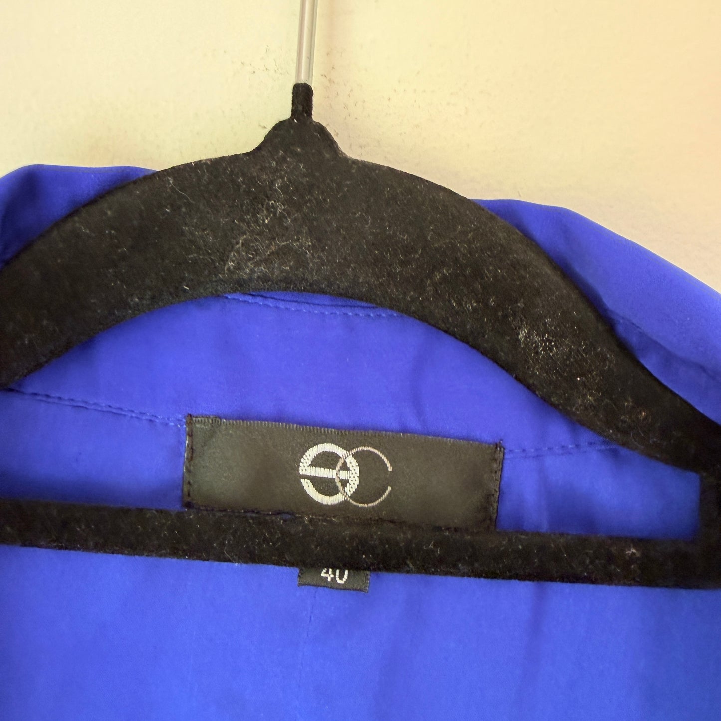 European Collection Blue and Black Button Up Shirt Dress - Size 40