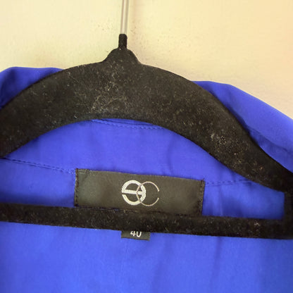 European Collection Blue and Black Button Up Shirt Dress - Size 40