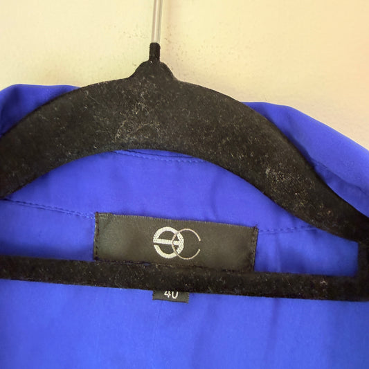 European Collection Blue and Black Button Up Shirt Dress - Size 40