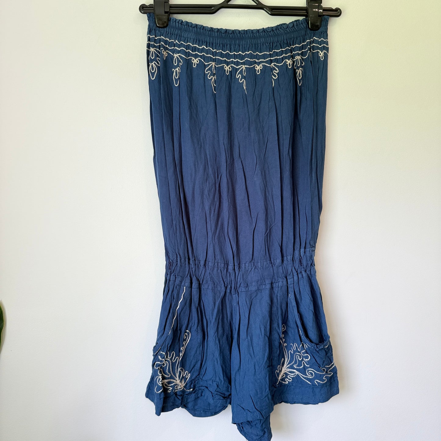 Brand Unknown U/Arm 29cm Blue Strapless Rayon Romper
