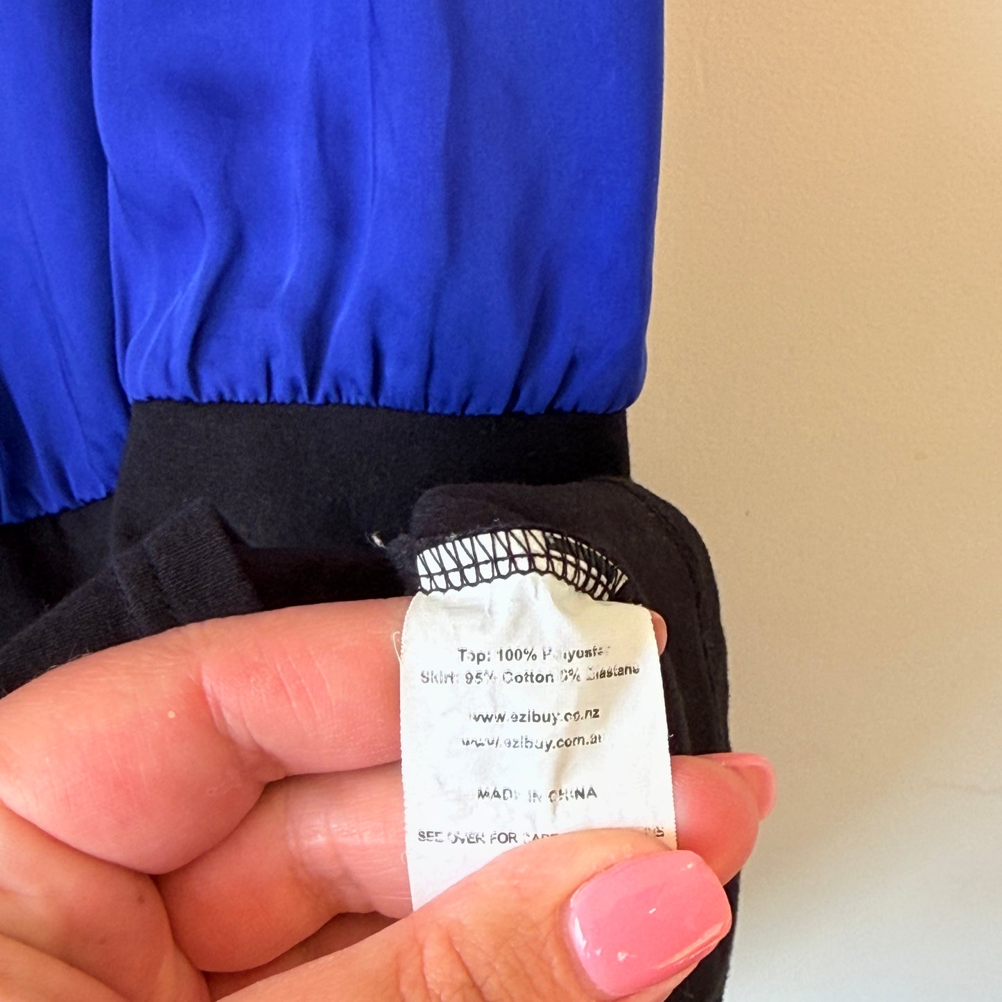 European Collection Blue and Black Button Up Shirt Dress - Size 40