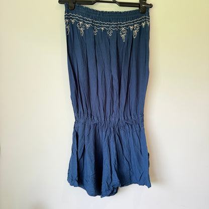Brand Unknown U/Arm 29cm Blue Strapless Rayon Romper