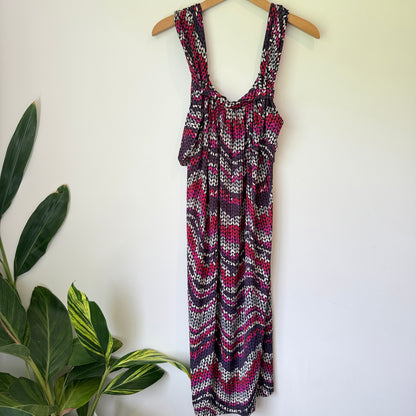 Robyn Mathieson Size 16 Zigzag Knit Pattern Sleeveless Dress (NZ Made)