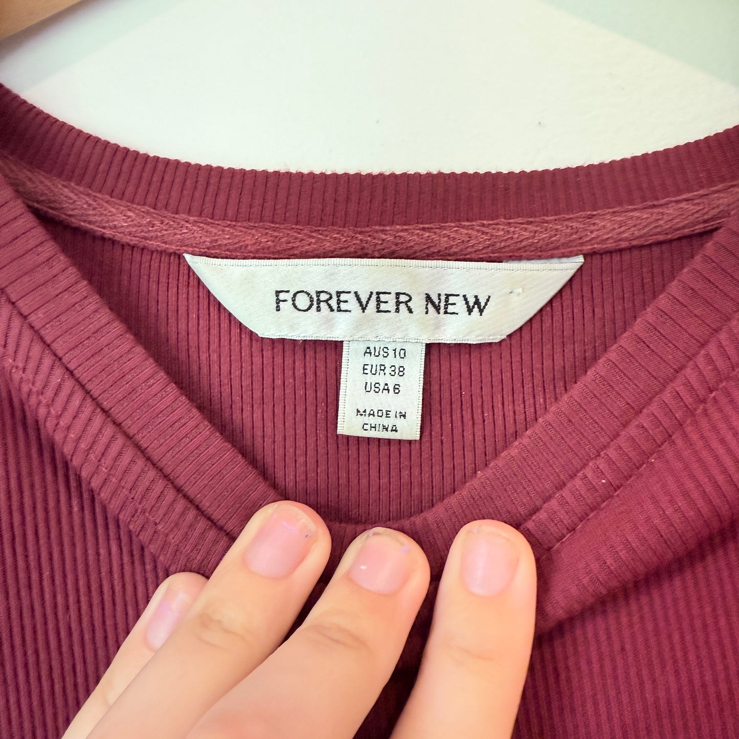 Forever New Size 10 Ribbed Knit Long-Sleeve Dress