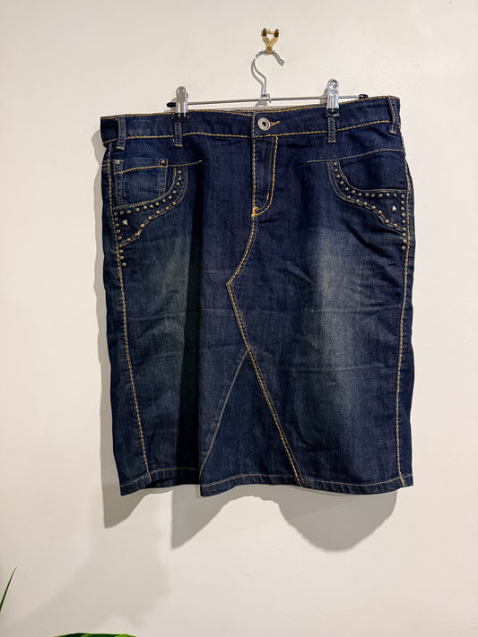 Memo Jeans Studded Denim Skirt Dark Wash - 14