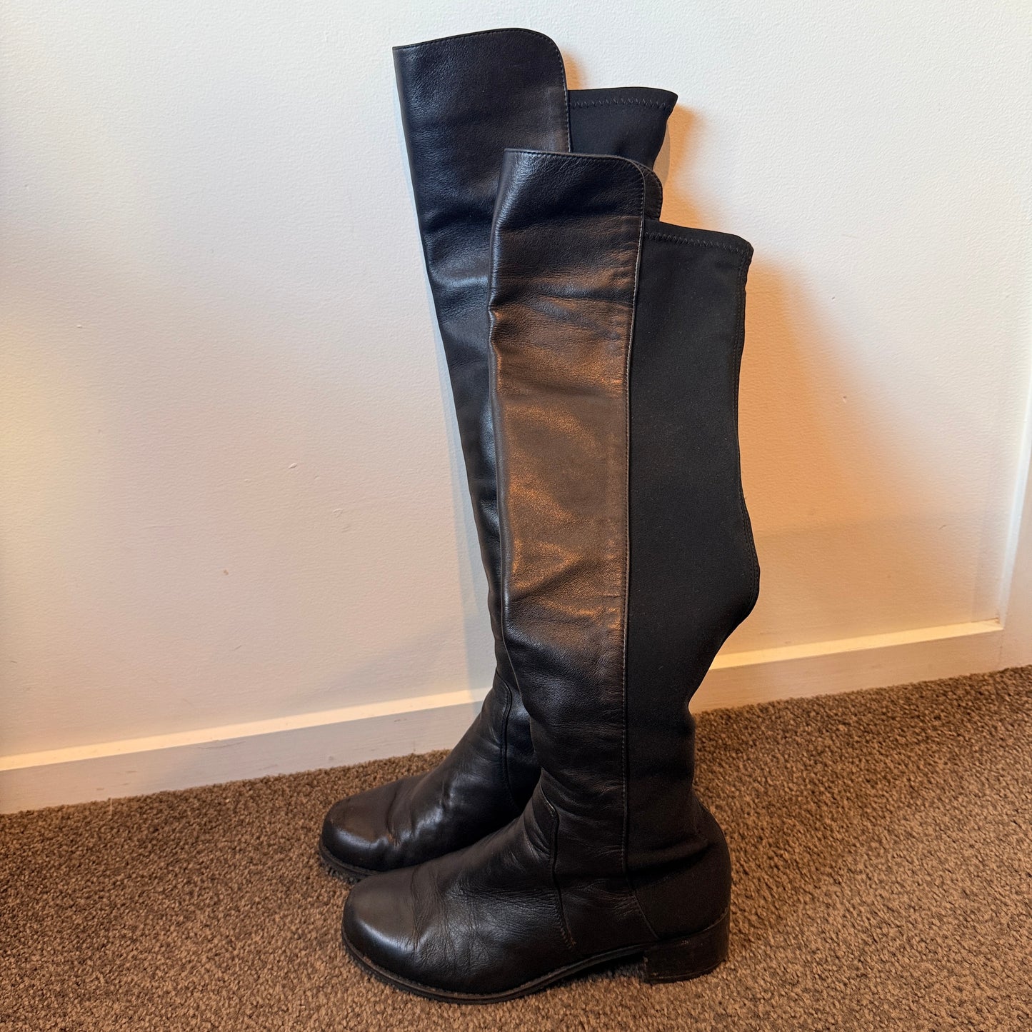 Stuart Weitzman Black Leather Over-the-Knee Boots – Size 36