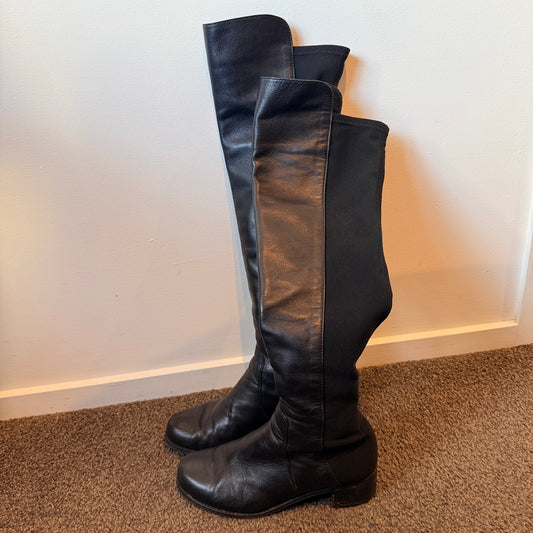 Stuart Weitzman Black Leather Over-the-Knee Boots – Size 36
